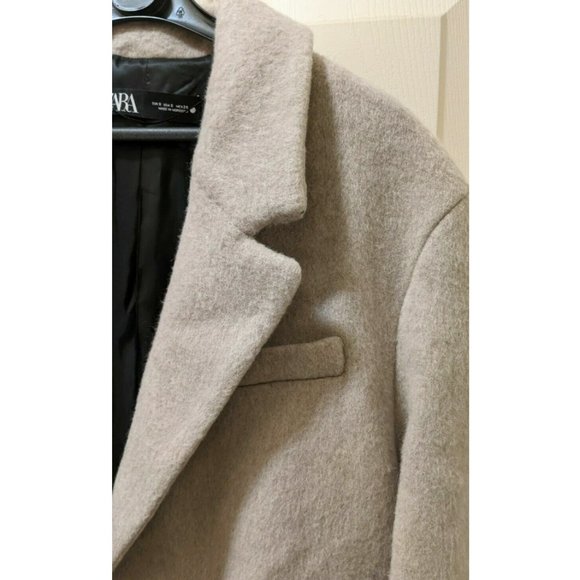 ZARA WOMEN NEW OVERSIZED MANTECO WOOL BLEND COAT TAUPE GRAY 2090/722 - Picture 9 of 12